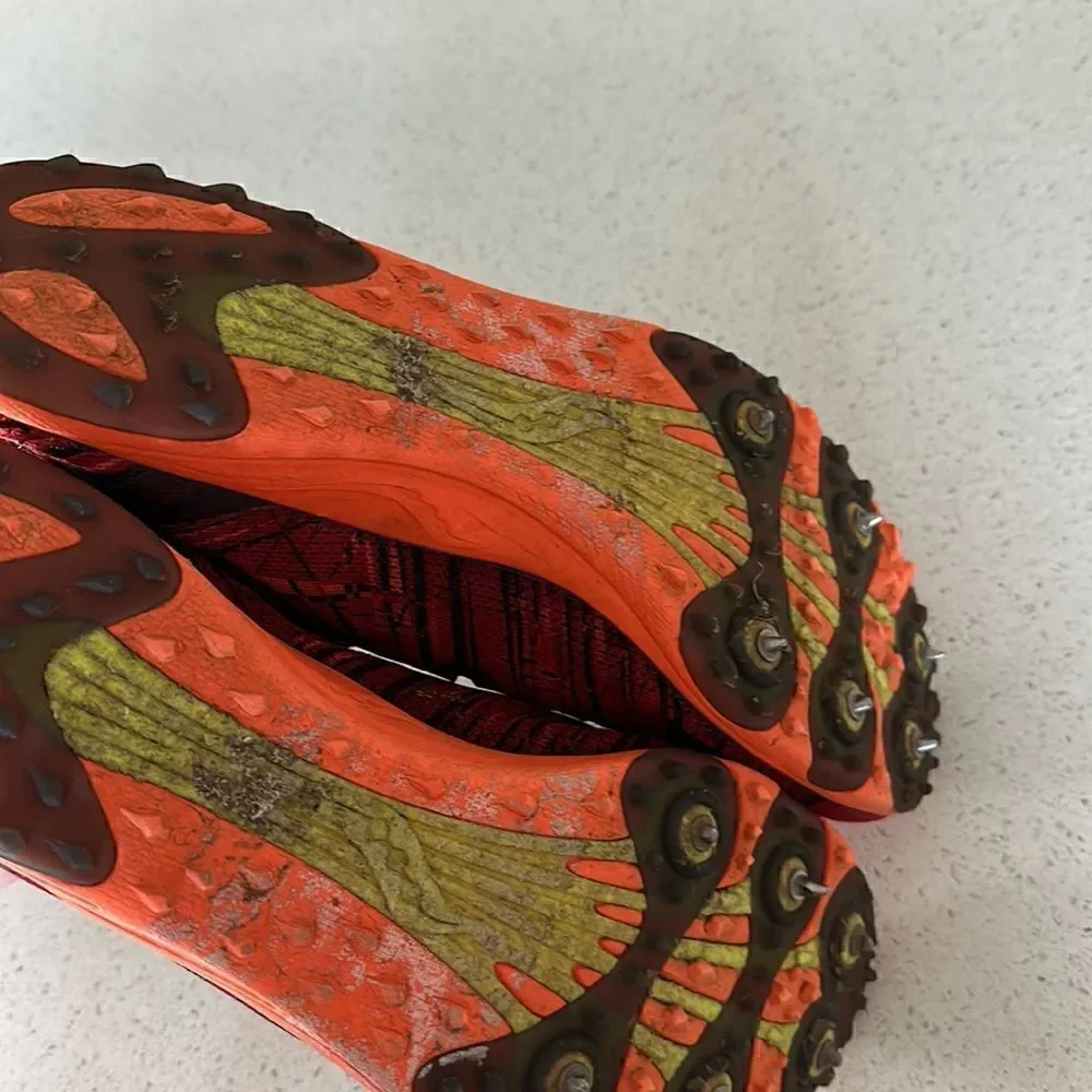 Saucony Men Cleats Carrera XC 3 Running Orange Red Black Track Spike 9 1/2 Shoe